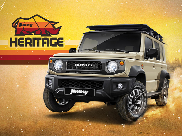 Sand coloured Suzuki Jimny on a abstract sand background